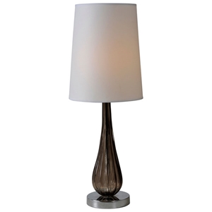 Hudson Table Lamp - Brown, Blown Glass, White Linen Shade 