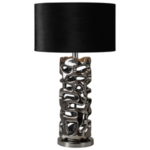 Flair Table Lamp - Chrome, Black Satin Hardback Shade 