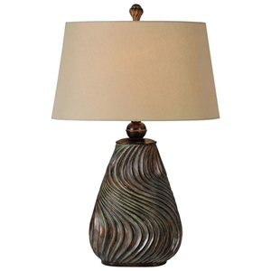 Highland Table Lamp - Antique Bronze, Wavy Ridges 