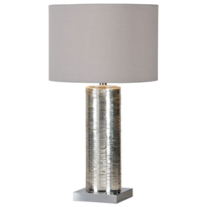 Amber Table Lamp - Cylindrical Glass, Chrome 