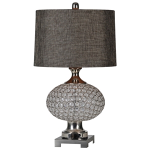 Delancey Table Lamp - Crystal Accents, Silver Plated Base 
