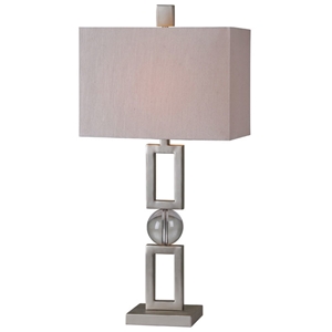 Davos Table Lamp - Silver Leaf, Metal, Crystal Ball Accent 