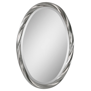 Wiltshire Oval Mirror - Beveled, Twisted Frame, Silver Leaf Finish 