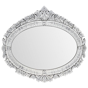 Skyler Mirror - Oval, Venetian Style, Etched Details 