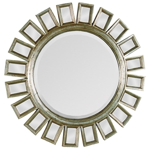 Carwyn Mirror - Beveled, Round, Antique Gold Finish 