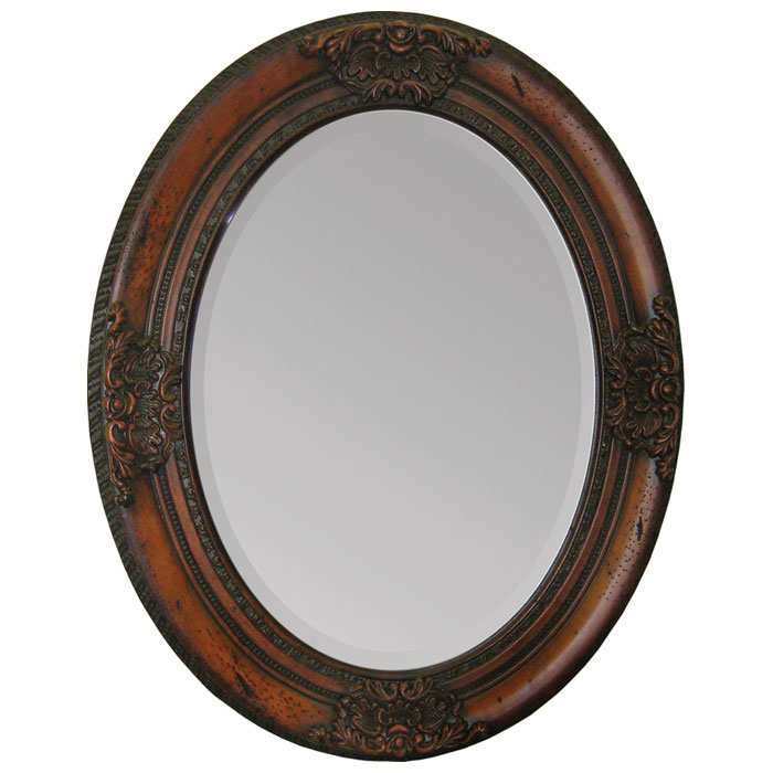 Chelsey Mirror - Oval, Cherry Finish, Wood Frame | DCG Stores