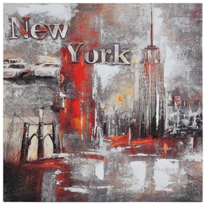 Memories of New York Oil Painting - Textured, Square Canvas 