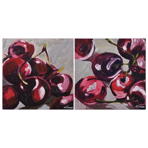 Wild Cherries 2-Piece Wall Art - Still Life, Oil Painting 