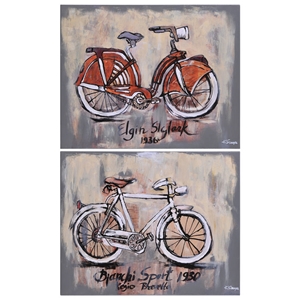 Vintage Bicycle 2-Piece Wall Art - Oil Painting 