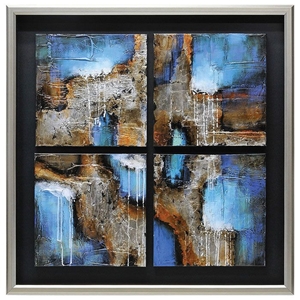 Touch of Gold Oil Painting - Abstract, Champagne Frame 