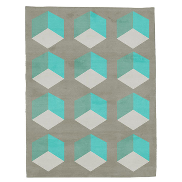 Cubizzmo No.1 - Beige & Turquoise Rug 