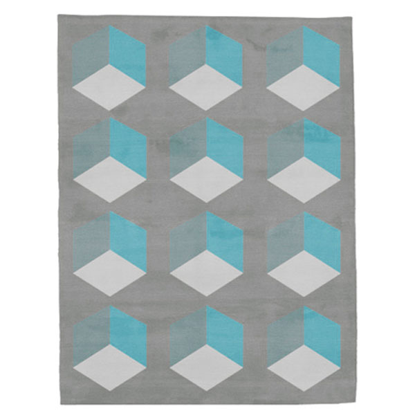 Cubizzmo No.1 - Grey & Blue Rug 