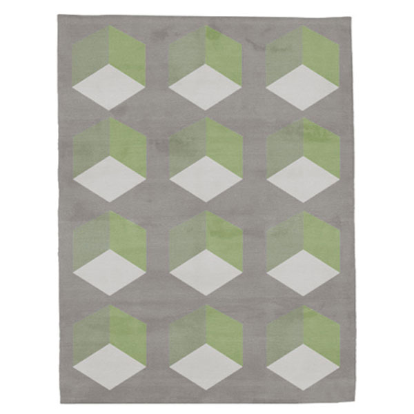 Cubizzmo No.1 - Grey & Green Rug 