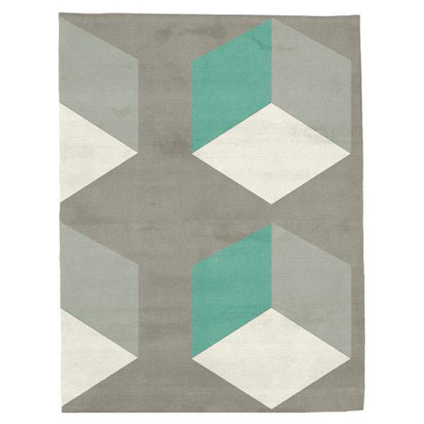 Cubizzmo No.2 - Beige & Creme de Menthe Rug 