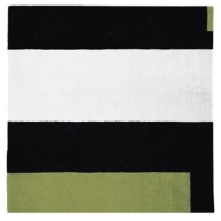 Square Soul Icheon - Black, White & Palm Green Rug