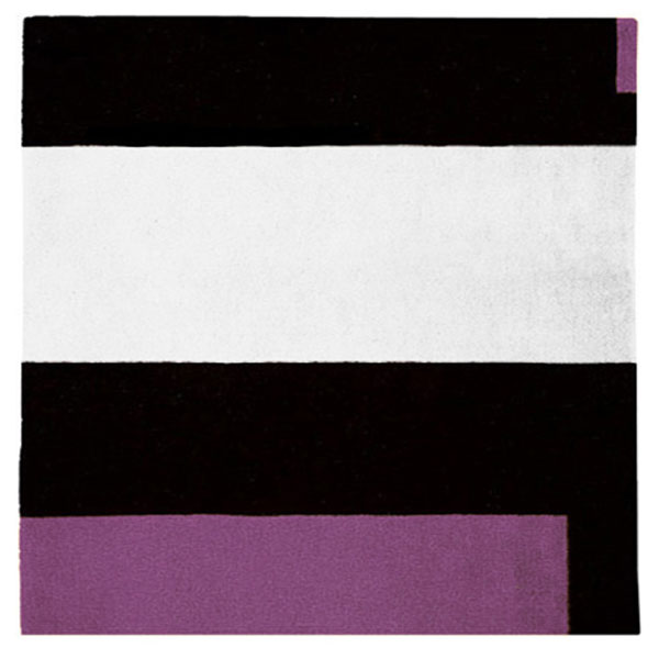 Square Soul Icheon - Black, White & Violet Rug 
