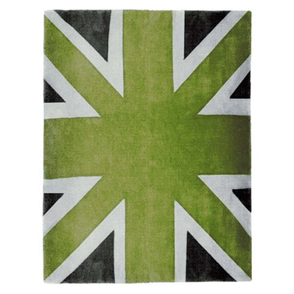 Union Jack - Green, White & Dark Grey Rug 