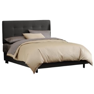 Lyra Bed - Microsuede, Pull Tufted Headboard, Black 