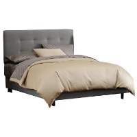 Lyra Bed - Microsuede, Pull Tufted Headboard, Charcoal