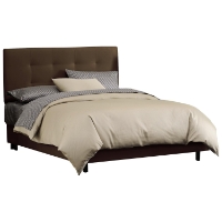 Lyra Bed - Microsuede, Pull Tufted Headboard, Chocolate