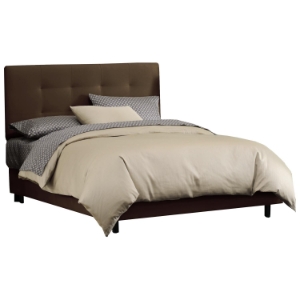 Lyra Bed - Microsuede, Pull Tufted Headboard, Chocolate 