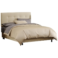 Lyra Bed - Microsuede, Pull Tufted Headboard, Oatmeal