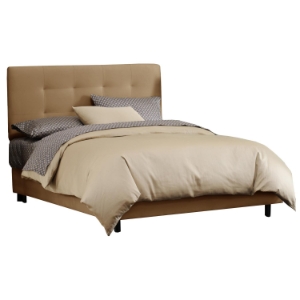 Lyra Bed - Microsuede, Pull Tufted Headboard, Saddle 