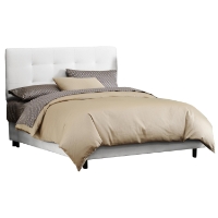 Lyra Bed - Microsuede, Pull Tufted Headboard, White