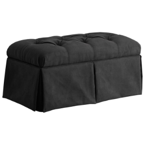 Pyxis Skirted Storage Bench - Velvet, Tufting, Black 