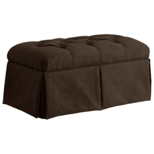 Pyxis Skirted Storage Bench - Velvet, Tufting, Chocolate 