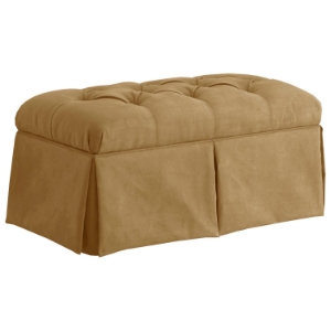 Pyxis Skirted Storage Bench - Velvet, Tufting, Honey 
