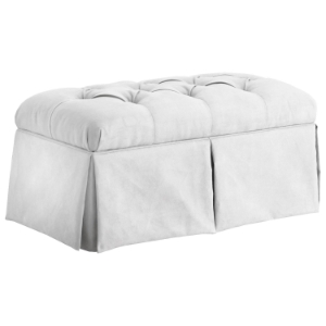 Pyxis Skirted Storage Bench - Velvet, Tufting, White 