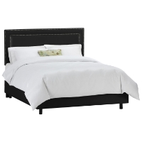 Andromeda Fabric Bed - Nail Button Border, Black