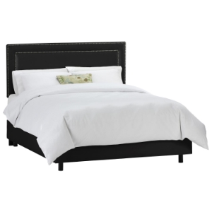 Andromeda Fabric Bed - Nail Button Border, Black 