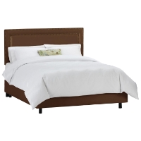 Andromeda Fabric Bed - Nail Button Border, Chocolate
