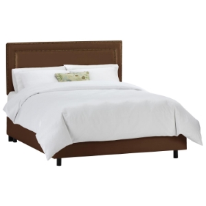 Andromeda Fabric Bed - Nail Button Border, Chocolate 