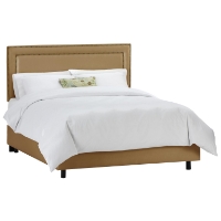 Andromeda Fabric Bed - Nail Button Border Khaki