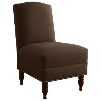 Draco Armless Chair - Nail Buttons, Turned Legs, Chocolate