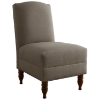 Draco Armless Chair - Nail Buttons, Turned Legs, Gray 
