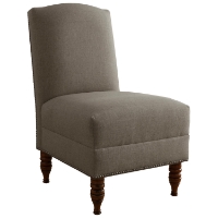 Draco Armless Chair - Nail Buttons, Turned Legs, Gray