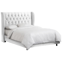 Pegasus Wingback Bed - Velvet, Button Tufts, White
