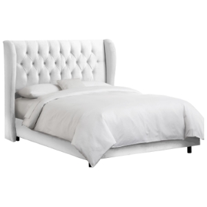 Pegasus Wingback Bed - Velvet, Button Tufts, White 