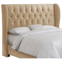 Pegasus Wingback Headboard - Velvet, Button Tufts, Buckwheat