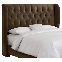 Pegasus Wingback Headboard - Velvet, Button Tufts, Chocolate