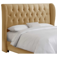 Pegasus Wingback Headboard - Velvet, Button Tufts, Honey