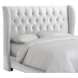 Pegasus Wingback Headboard - Velvet, Button Tufts, White 