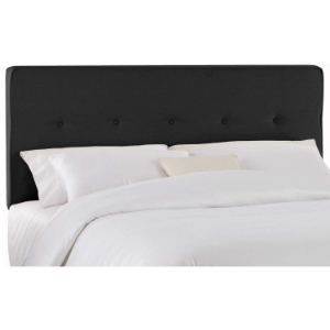 Cassiopeia Upholstered Headboard - Twill, Button Accents, Black 