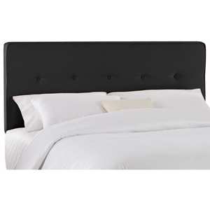 Cassiopeia Upholstered Headboard - Twill, Button Accents, Black 