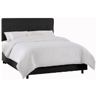 Cassiopeia Upholstered Bed - Twill, Button Accents, Black