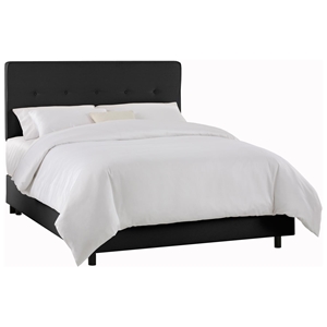 Cassiopeia Upholstered Bed - Twill, Button Accents, Black 
